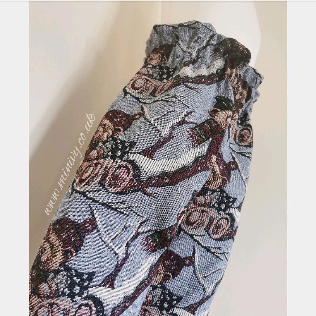 HIGH RUFFLE WAIST TROUSERS - VINTAGE TEDDY TAPESTRY