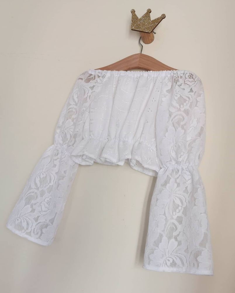 BRODERIE / LACE SLEEVE BOHO CROP