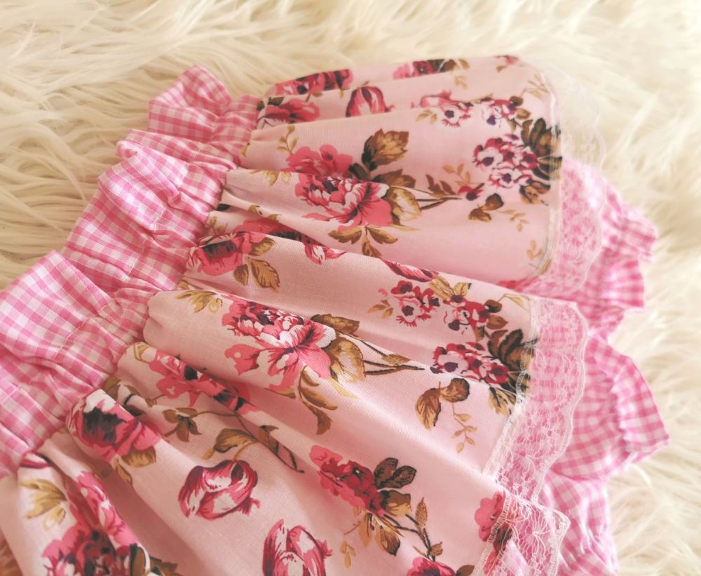 18/24M PEPLUM BLOOMERS - PINK HAVEN / GINGHAM