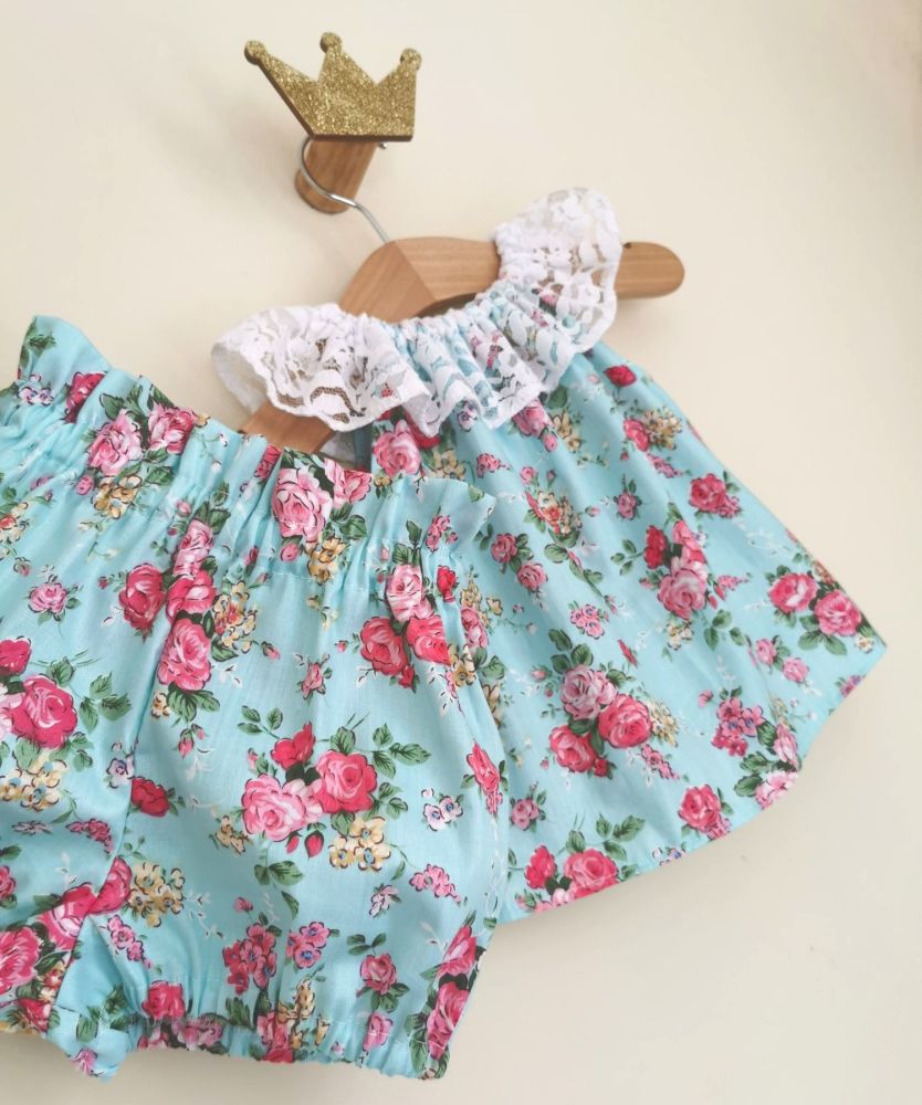 12/18M LACE DELILAH SET - AQUA FLORAL