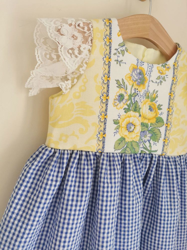 2/3YEARS - VINTAGE LEMON / GINGHAM SUMMER DRESS