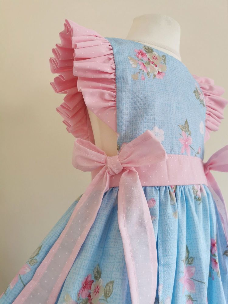 3/4 YEARS - BLUE/PINK FLORAL LOULA DRESS