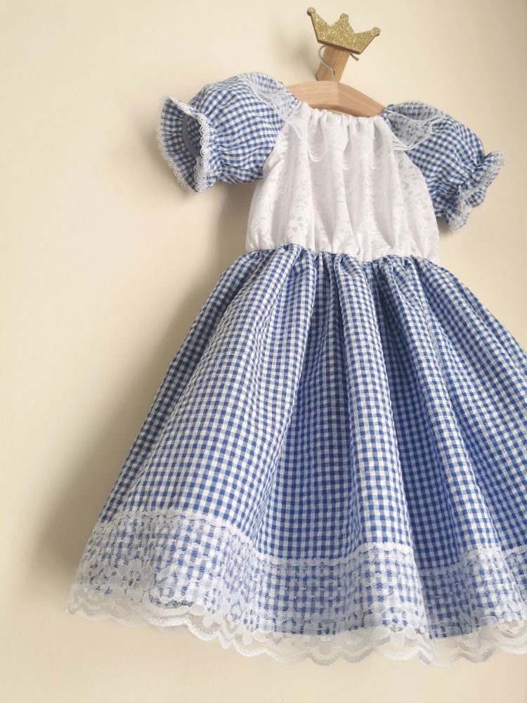 18/24MONTHS - GINGHAM / SWISS EMBROIDERY GYPSY DRESS 