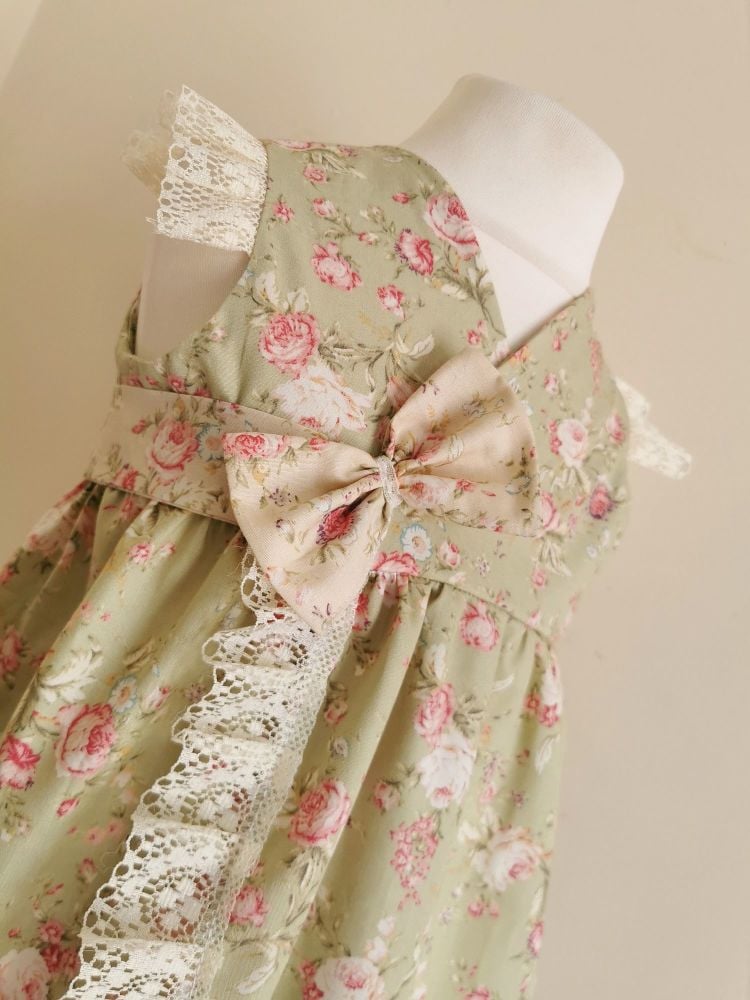 12/18MONTHS - ANTIQUE SAGE FLORAL HARLOWE WRAP DRESS