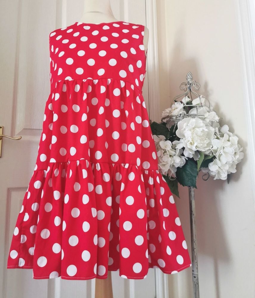 WOMENS (S) - SOFIA DRESS - POLKA RED