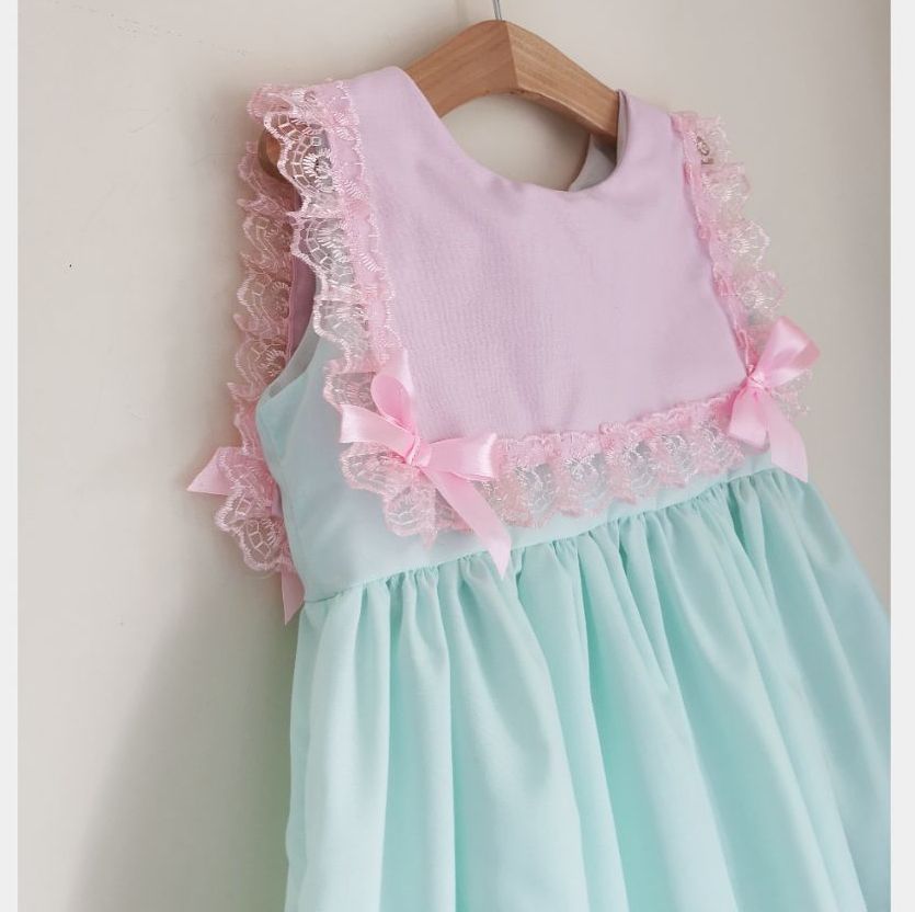 IRIS DRESS - MINT & PINK LACE