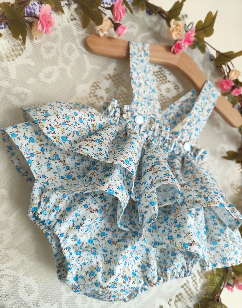 CELINA BRACE PEPLUMS - BLUE DITSY FLORAL (0-5Y)