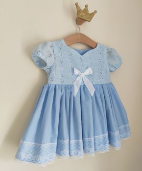06/9M BLUE BRODERIE ANGLAISE DRESS