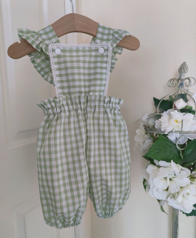 BEATRICE FLUTTER DUNGAREES - GINGHAMS (0-6Y)