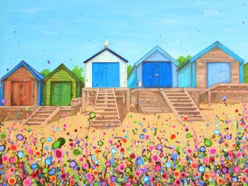 ORIGINAL ARTWORK (80x60cm) - Abersoch Beach Huts, North Wales