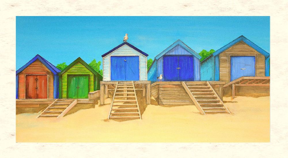 FINE ART GICLEE PRINT (40x20cm) - Abersoch Beach Huts (PLAIN) - 50 Editions