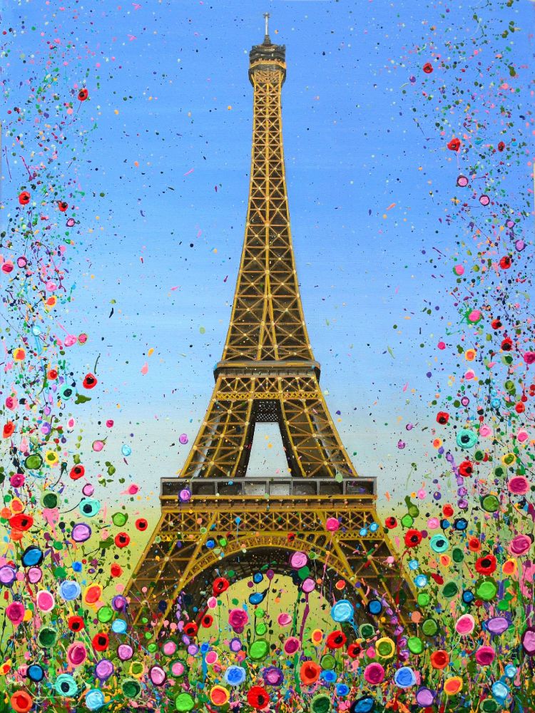 HAND EMBELLISHED CANVAS PRINT (80X60cm) - Eiffel Tower, Paris - 25 Editions