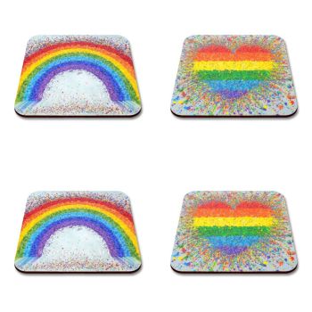 Rainbow & Heart COASTERS - Set of 4