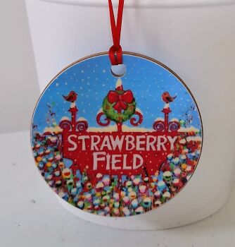 Festive Strawberry Field Logo BAUBLE
