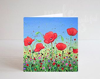 Dancing Poppies GREETING CARD