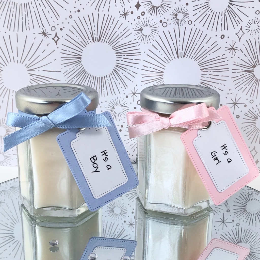 Baby Shower Candle With Gift Tag