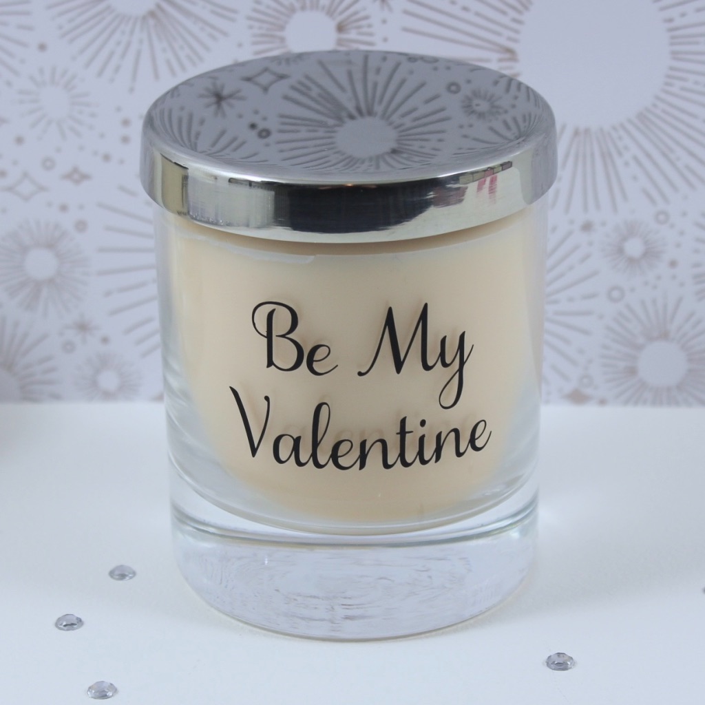 Be My Valentine Candle with Silver Lid 