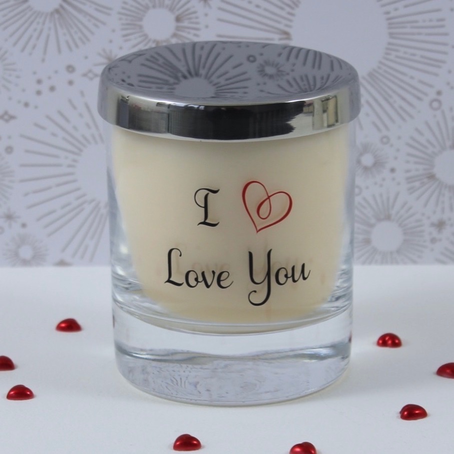 I Love You Candle with Silver Lid 