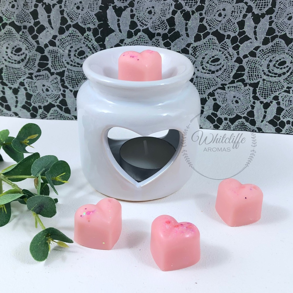 Wax Melter/Burner with Heart Opening - White (Small)