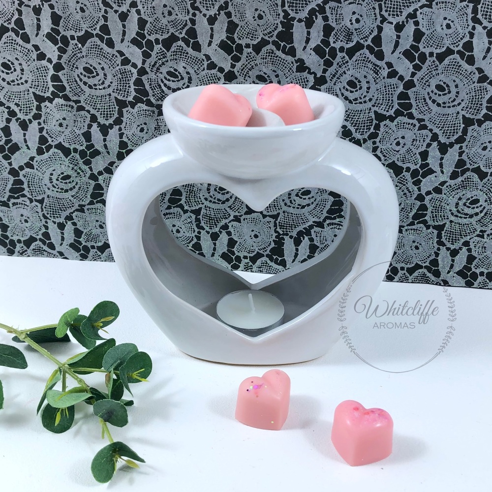 Wax Melter/Burner Heart Shaped with twin bowl - White