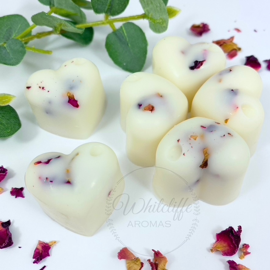 Heart Wax Melts with dried rose petals