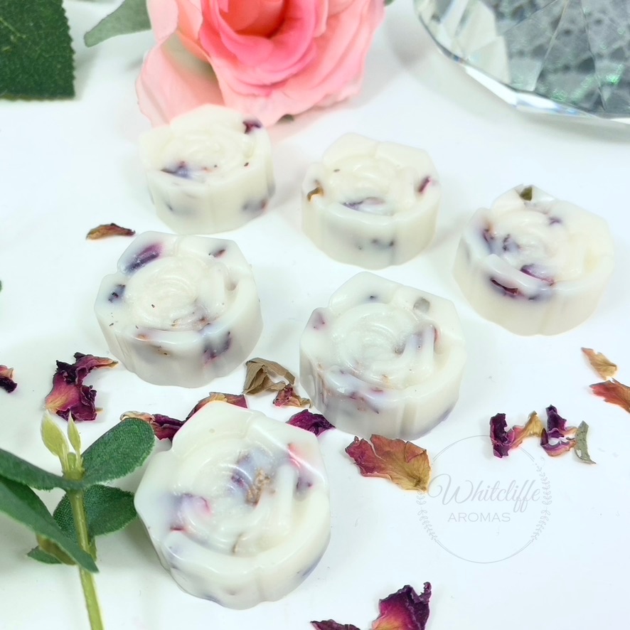 Mini Rose Wax Melts with dried rose petals