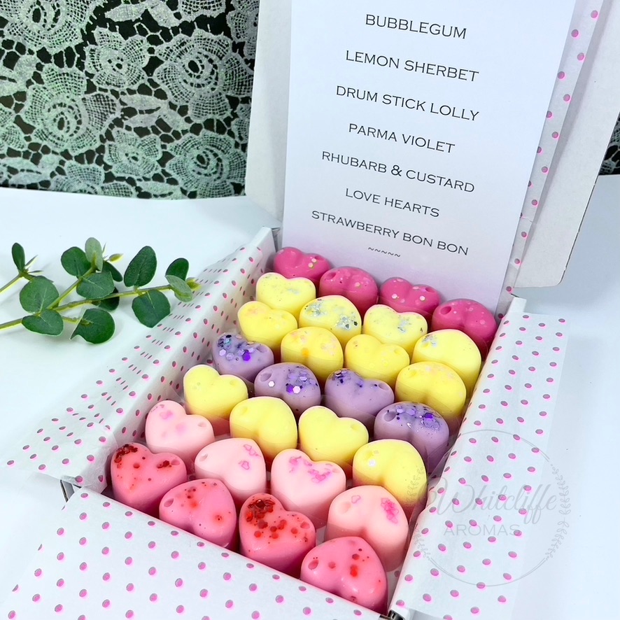 Heart Wax Melt Sample Box (28) - Sweet Shop Inspired