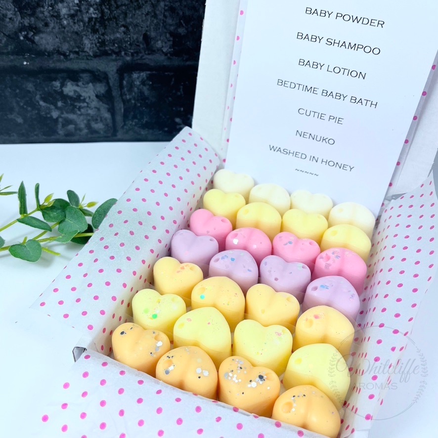 Heart Wax Melt Sample Box (28) - Oh Baby!