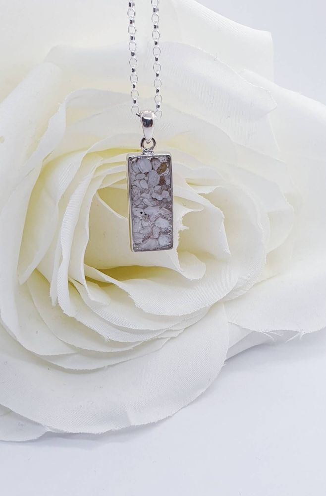 Sterling Silver rectangular cremation pendant