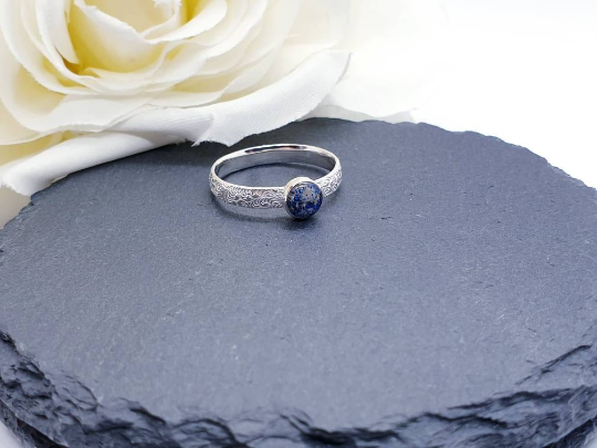 Sterling silver patterned band cremation ring