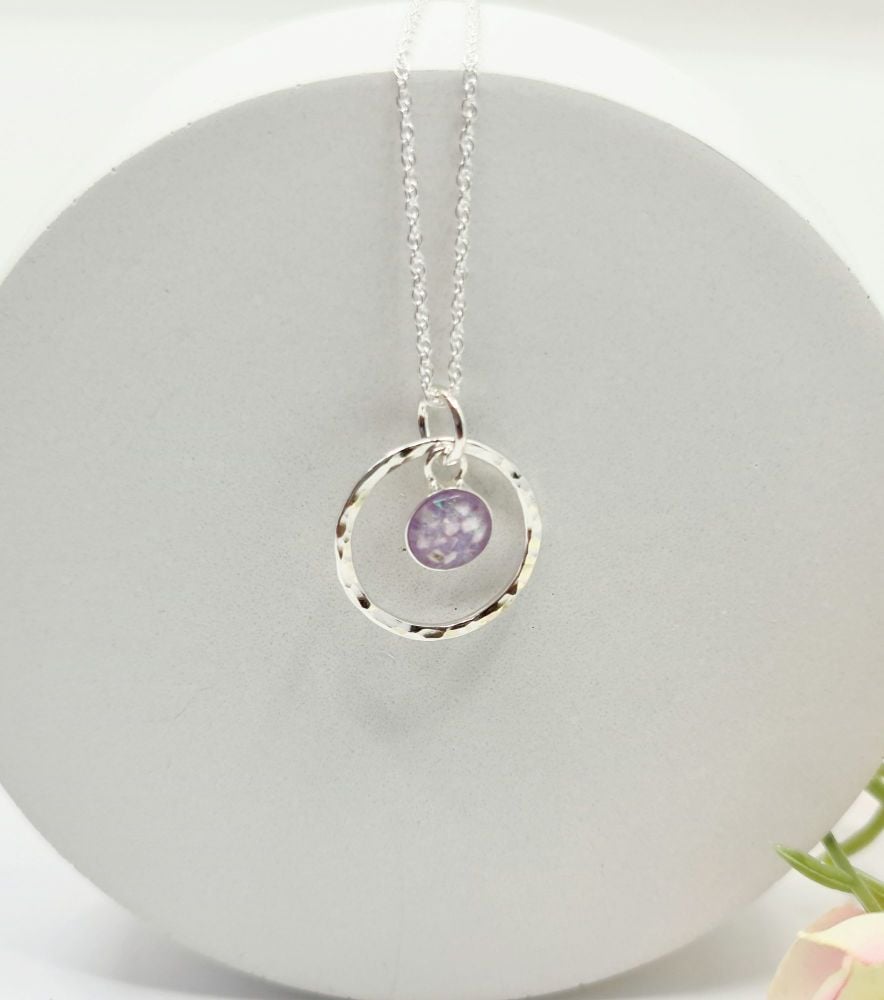 Sterling silver circular halo pendant