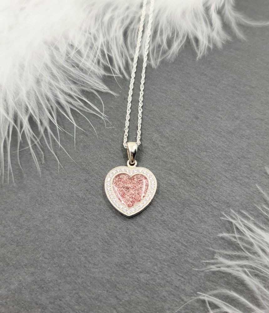 Cremation and CZ heart pendant