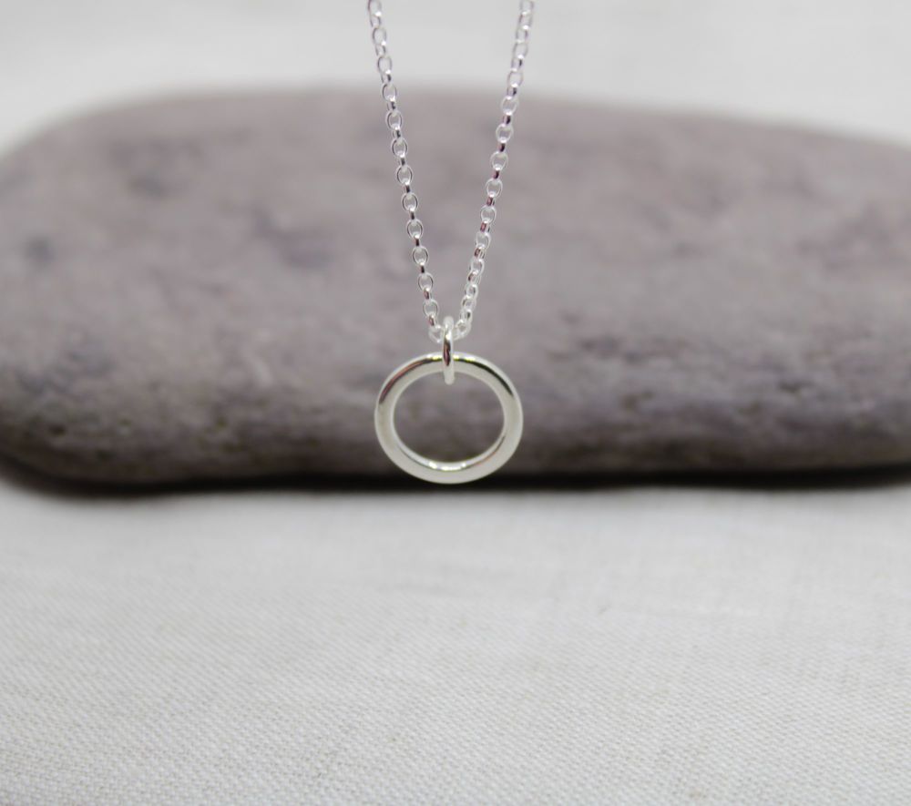 Sterling silver plain circle pendant