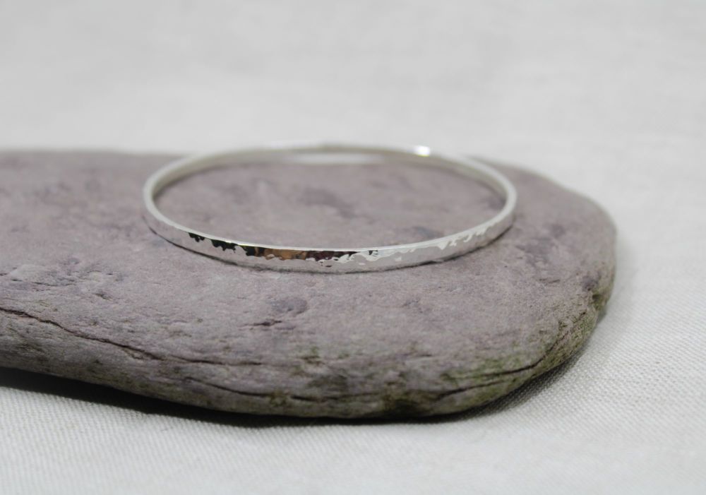 Sterling silver hammered texture bangle