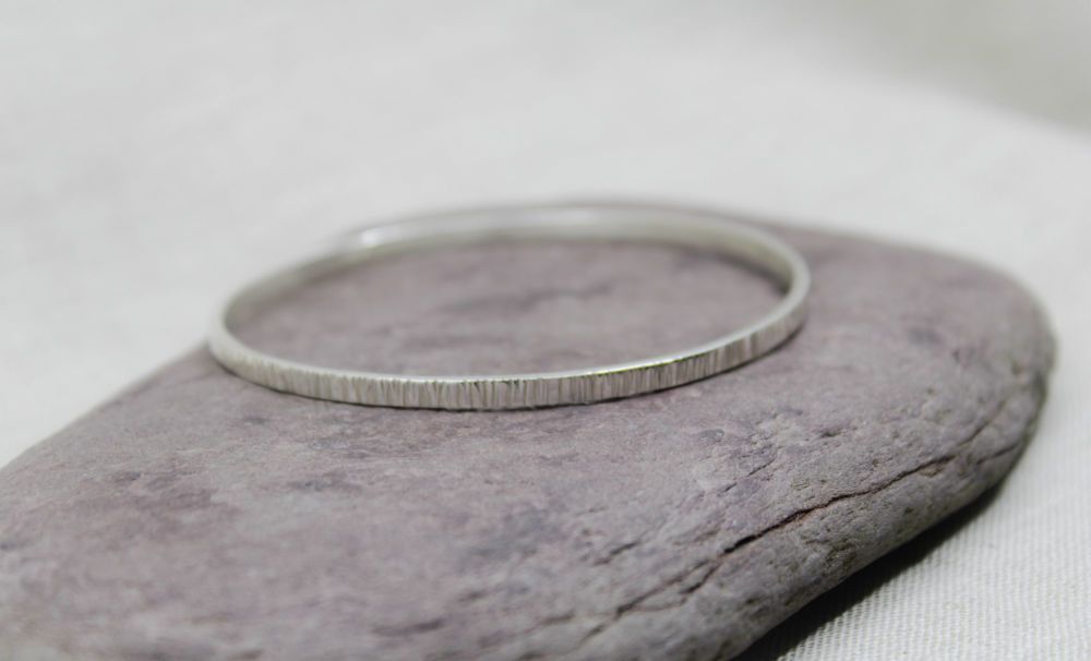 Sterling silver Linear hammered bangle