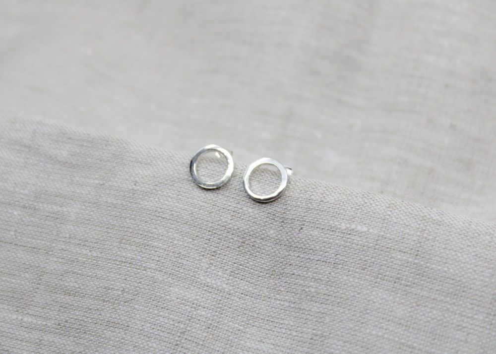 Sterling silver plain open circle studs