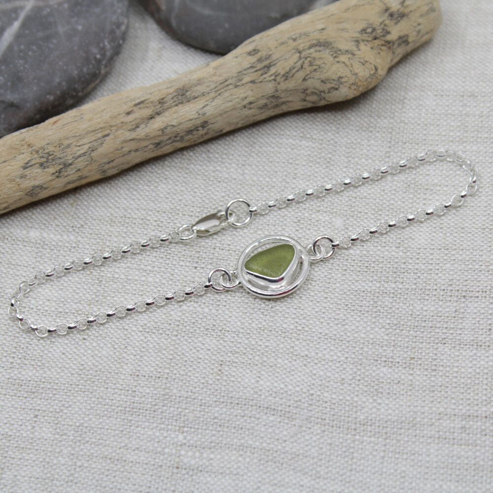 Pale green sea glass bracelet