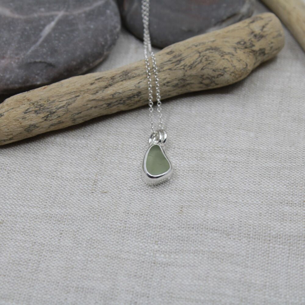 Pale green sea glass pendant