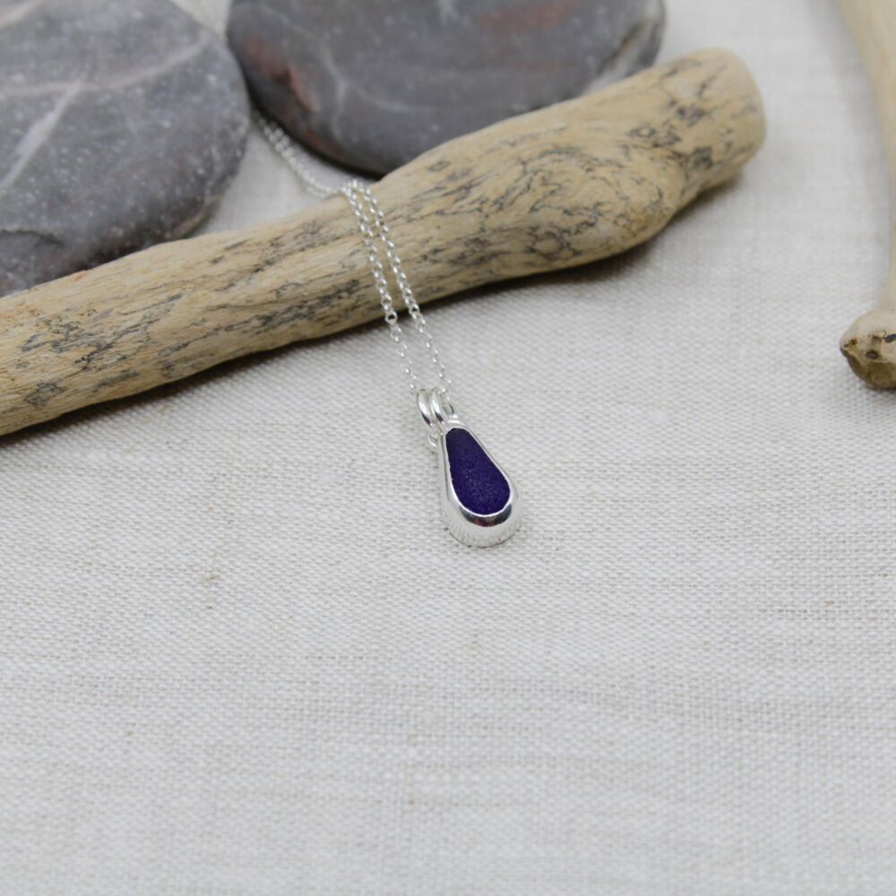 Cobalt blue sea glass pendant #2