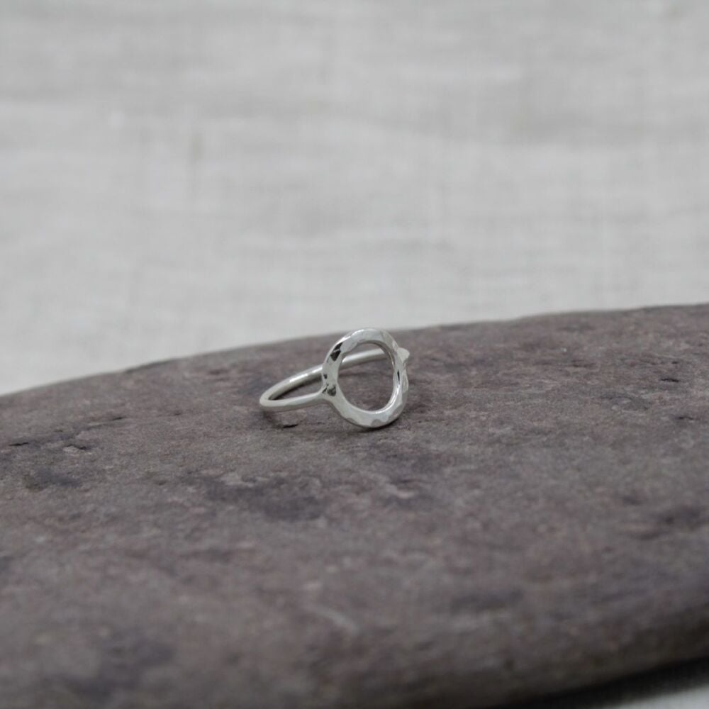 Sterling silver textured circle ring