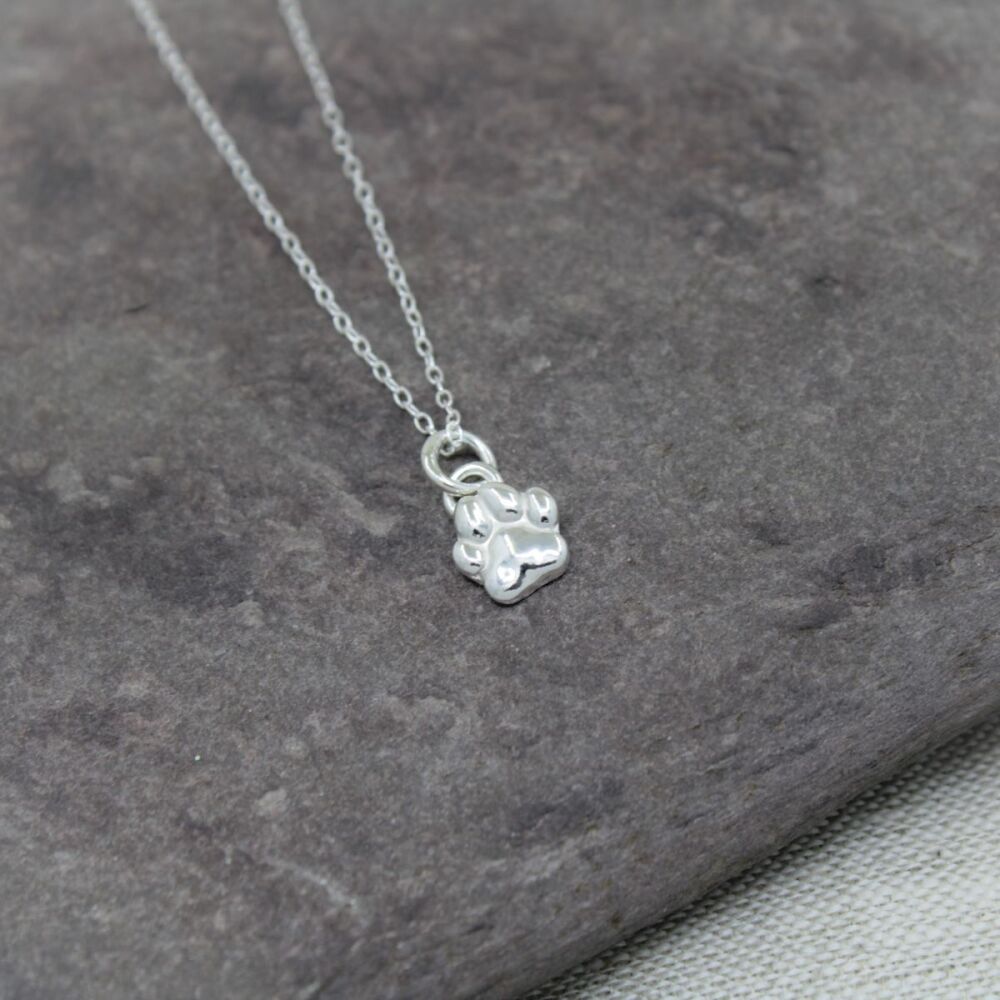 Sterling silver paw necklace