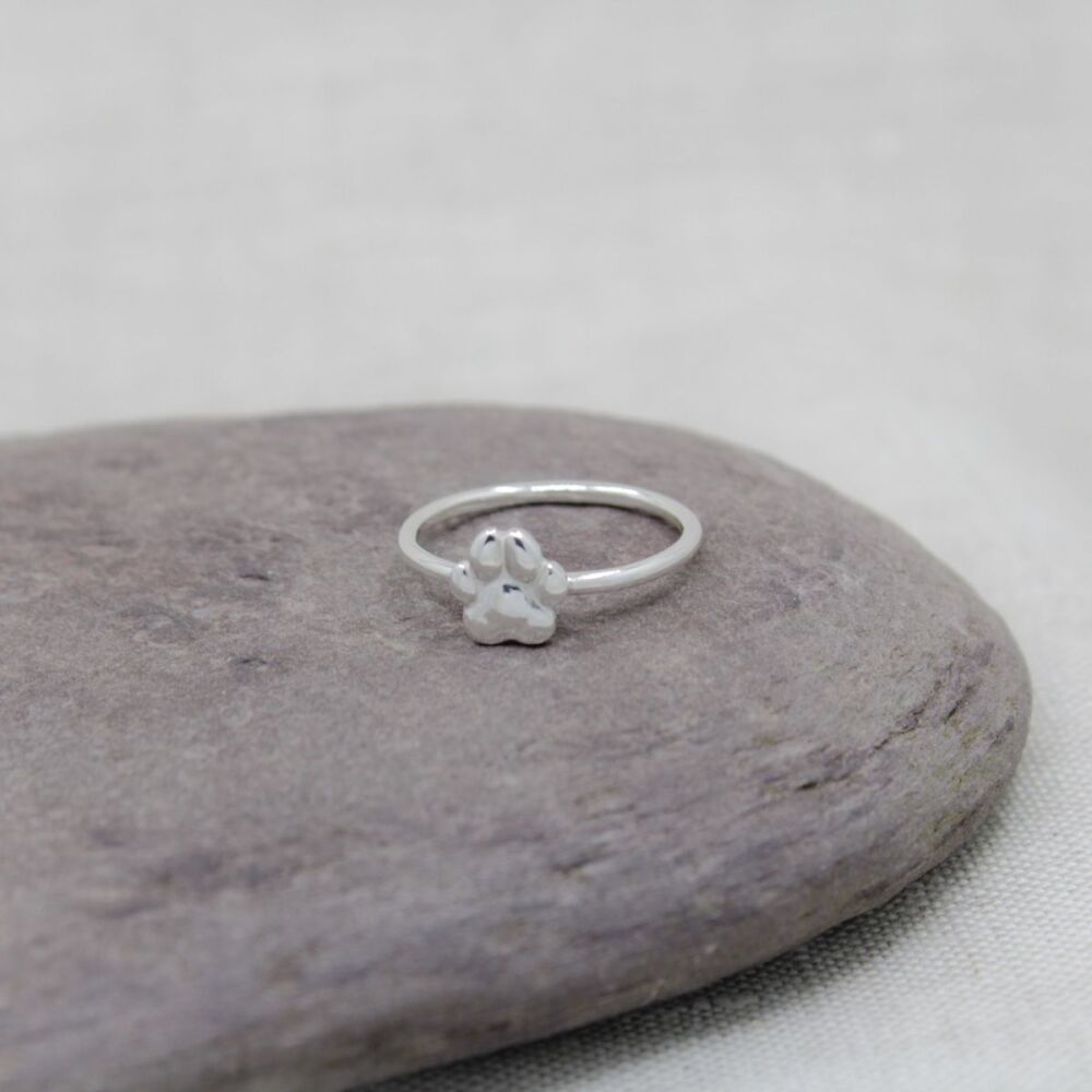 Sterling silver paw stacking ring