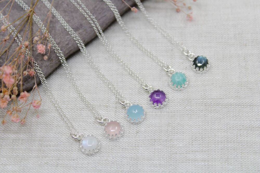Sterling silver dainty gemstone necklace