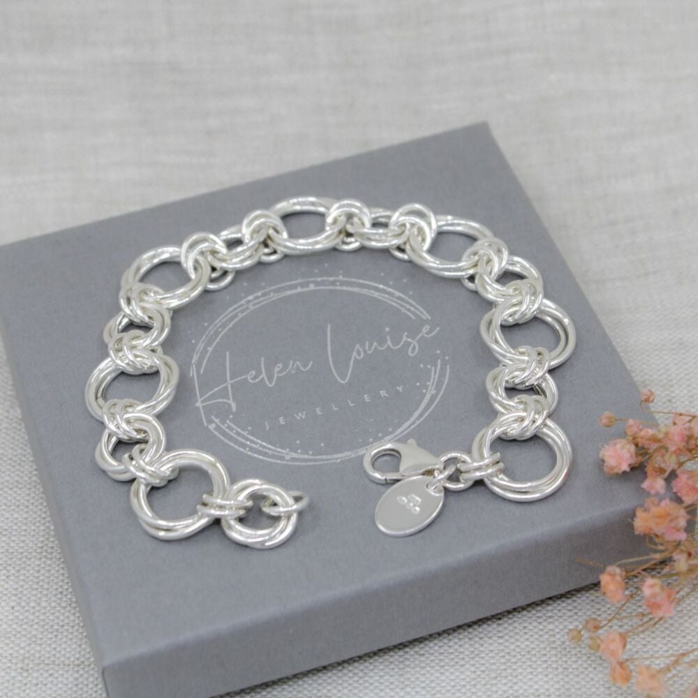 Sterling silver hallmarked rosette bracelet