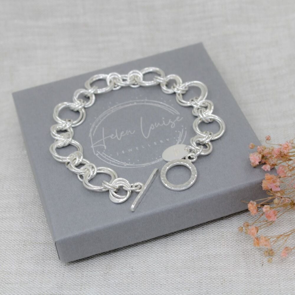 Sterling silver hallmarked rosette bracelet