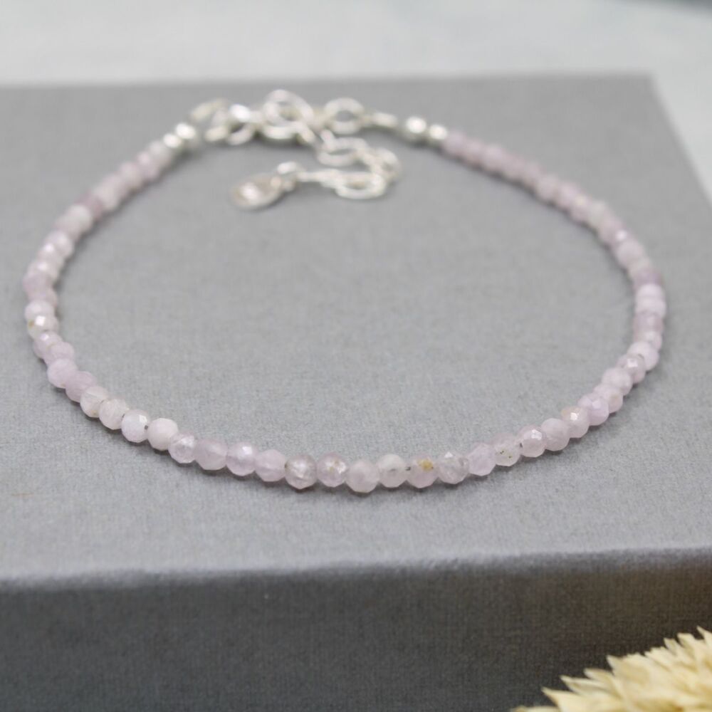 Dainty faceted Kunzite gemstone bracelet