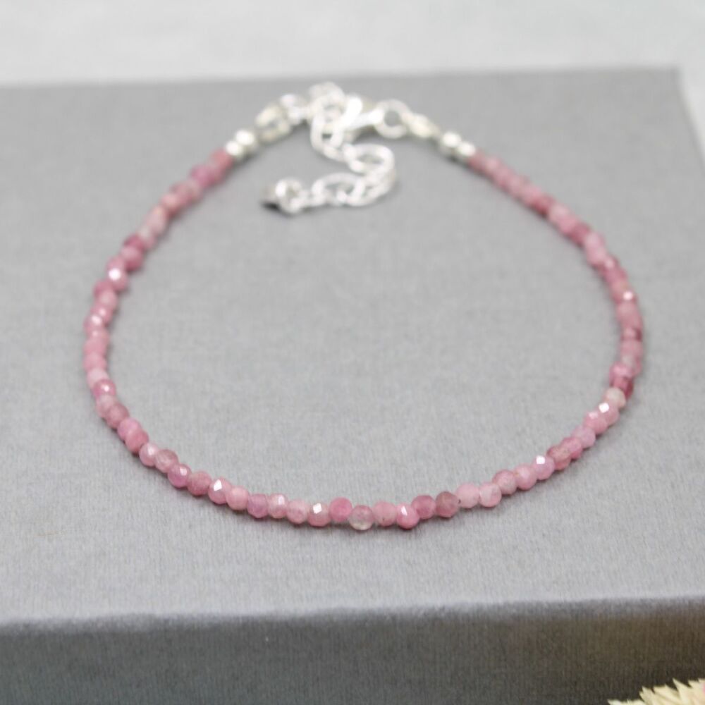 Dainty faceted Pink Tourmaline gemstone bracelet