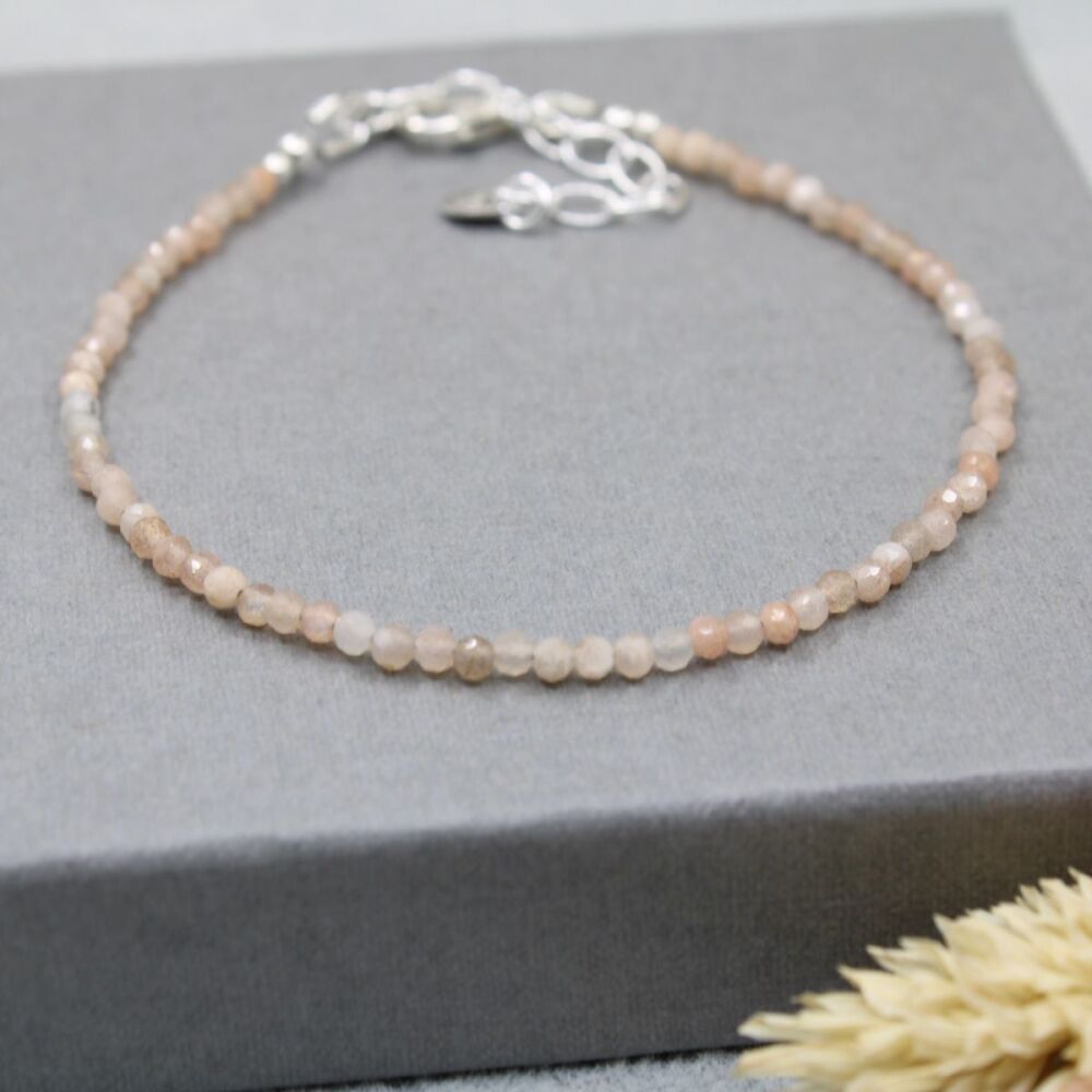 Dainty faceted Sandstone gemstone bracelet