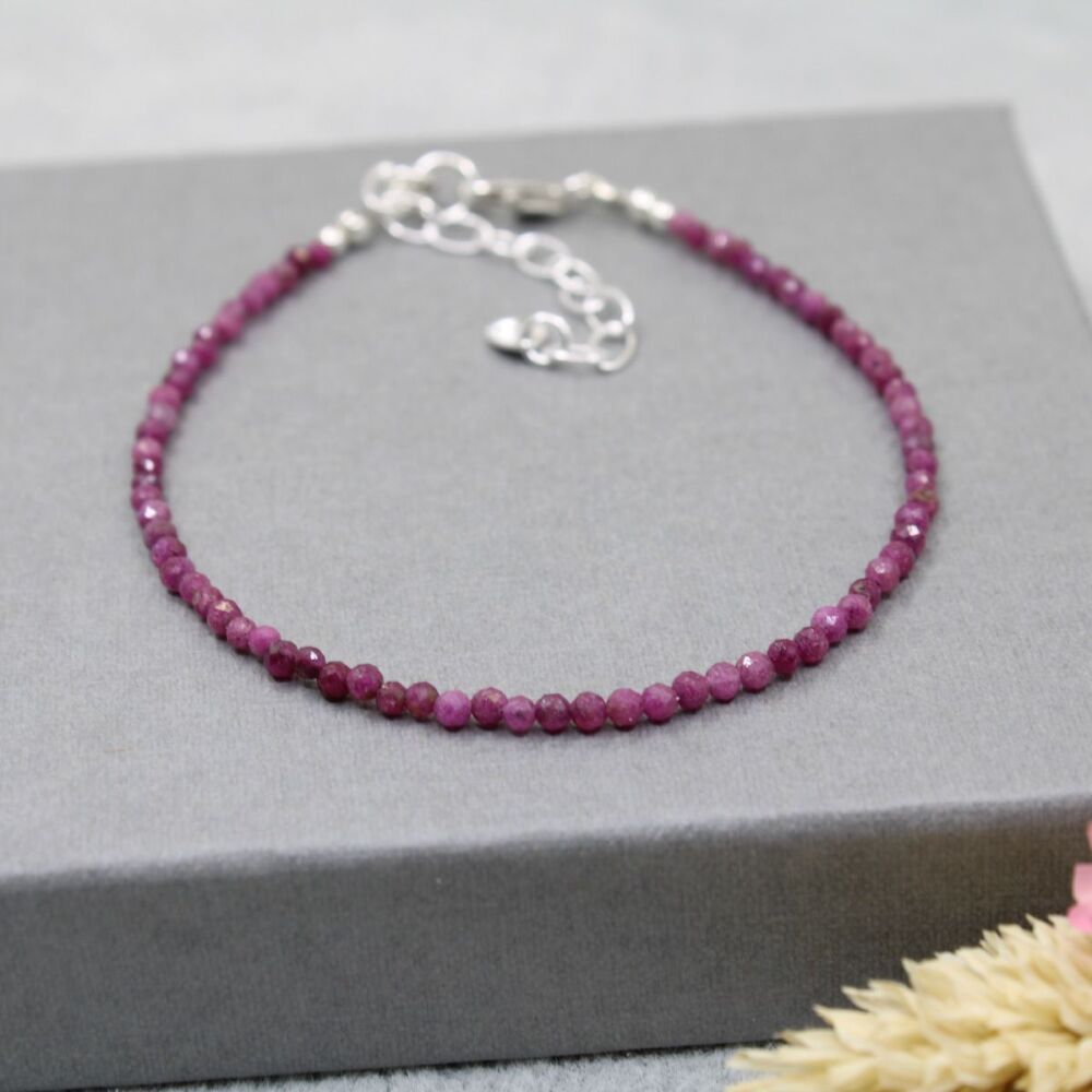 Dainty faceted Ruby gemstone bracelet