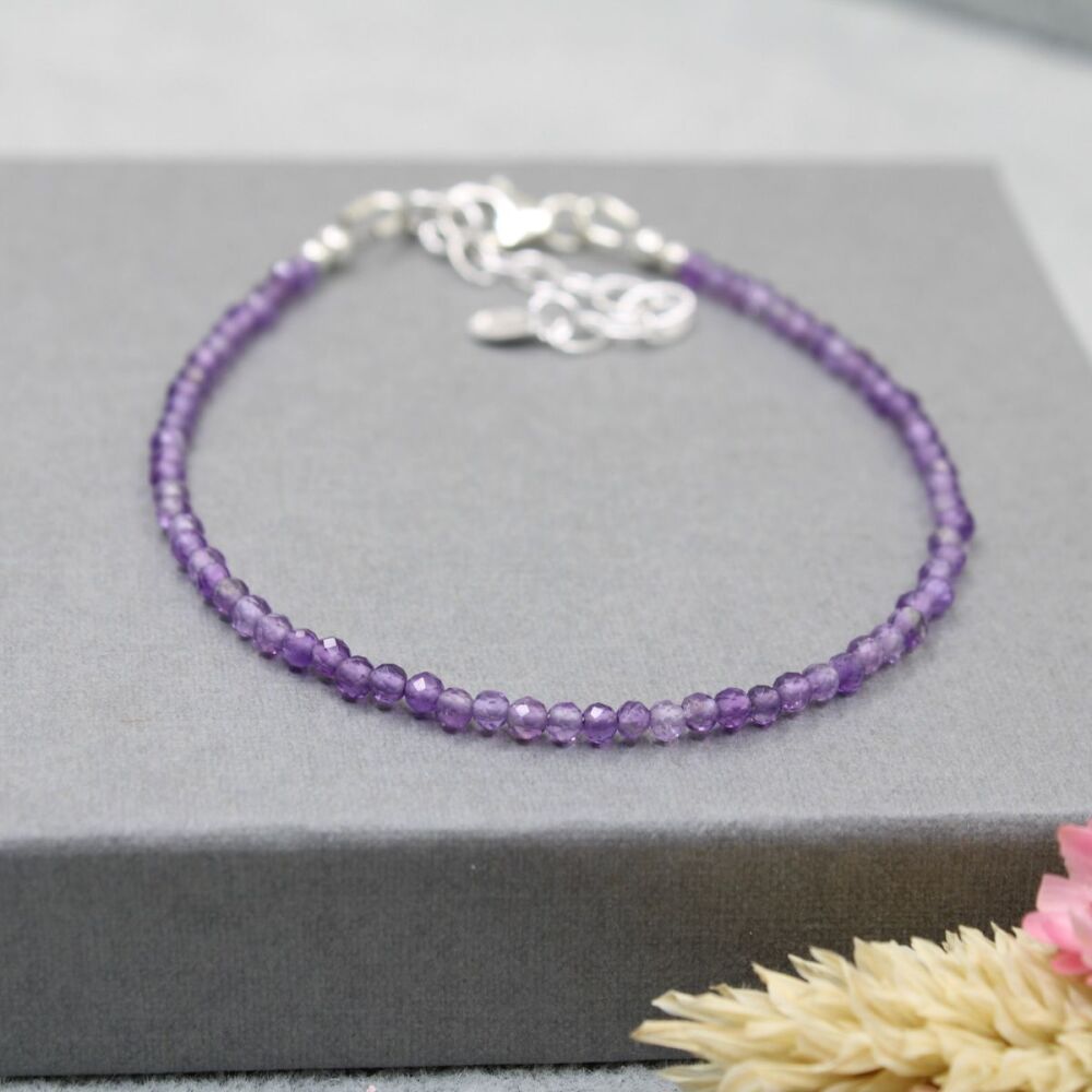Dainty faceted Amethyst gemstone bracelet